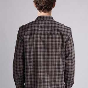 Men’s Slim Fit Casual Checked Shirt with Long Sleeves – Black & Grey Tartan